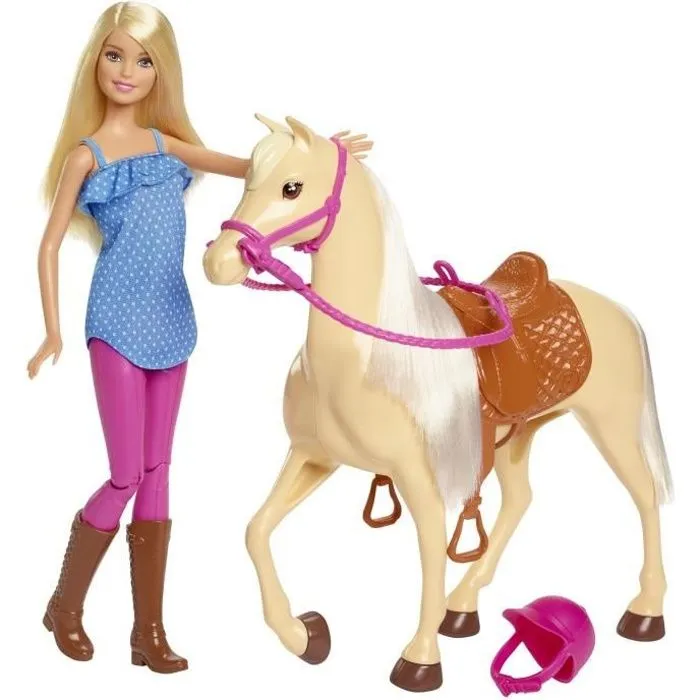 Barbie - Barbie et son cheval - Coffret Poupée Mannequin - 3 ans et + FXH13-0