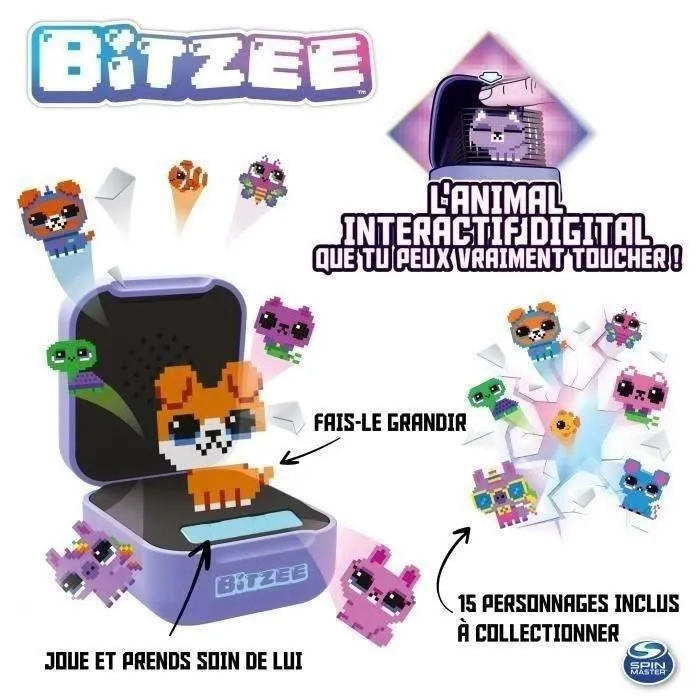 Animal de compagnie interactif 3D Bitzee - SPIN MASTER - 15 compagnons inclus - Violet - Dès 5 ans-4