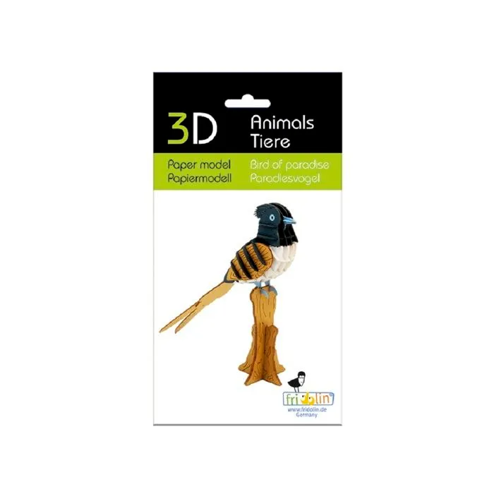 Maquette 3D en papier - Fridolin - Oiseau de paradis - 13x12x4 cm - À monter soi-même - À partir de 8 ans-1