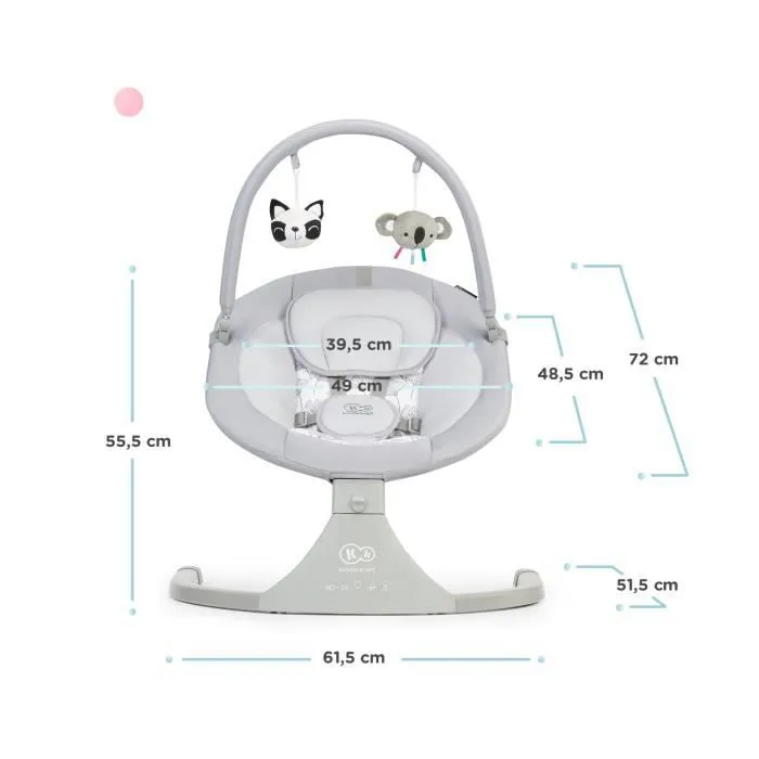 Transat-balancelle électrique Kinderkraft LULI - De la naissance à 6 mois - 5 Modes de Vibration - Gris-3