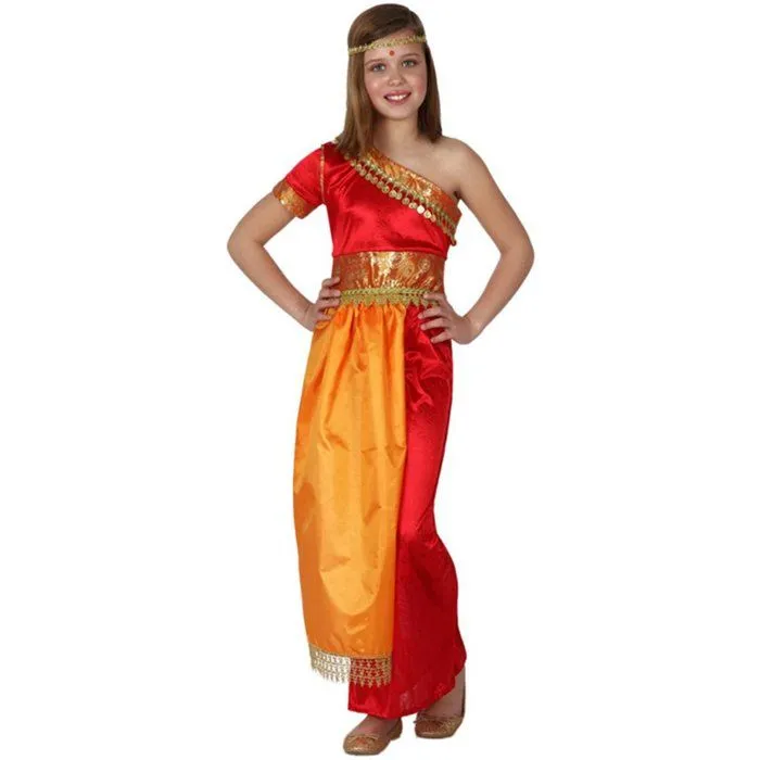 Déguisement indienne fille - Marque - Modèle - Fille - Orange - Robe - Bandeau-0