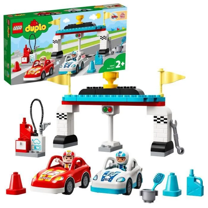 LEGO® 10947 DUPLO® Les voitures de course Jouet Enfant 2+ ans, Petites Voitures-0