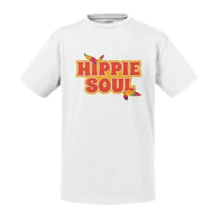T-shirt Enfant Blanc Hippie Soul 70's Musique Plumes Baba Cool-0
