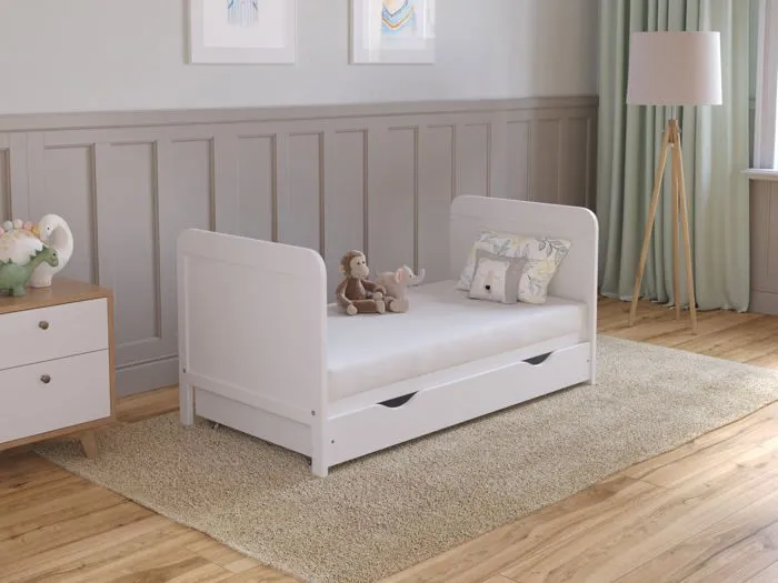Lit Bebe Evolutif Avec Matelas - Lit Bebe avec tiroir 120x60 cm Bois,Blanc convertible-3