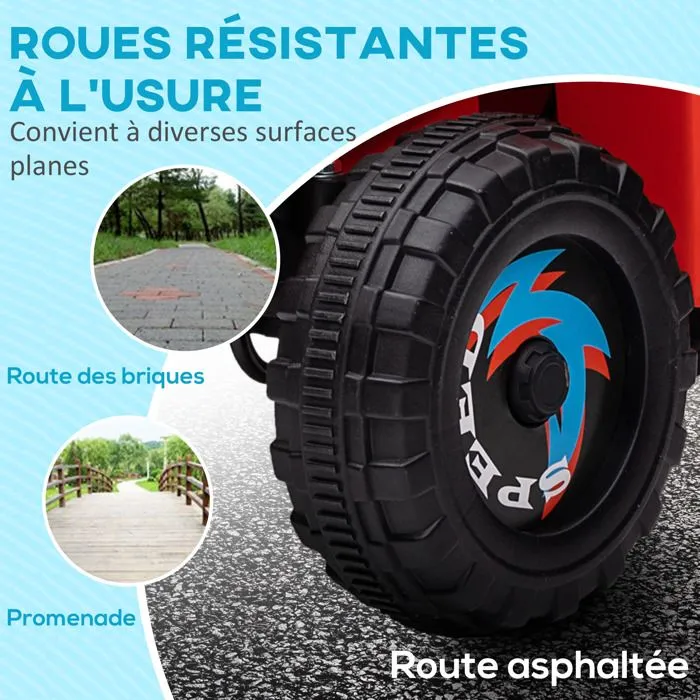 Quad électrique HOMCOM pour enfants véhicule à batterie 6V avec marche avant et arrière 70L x 41,5l x 48,5H cm Rouge-4