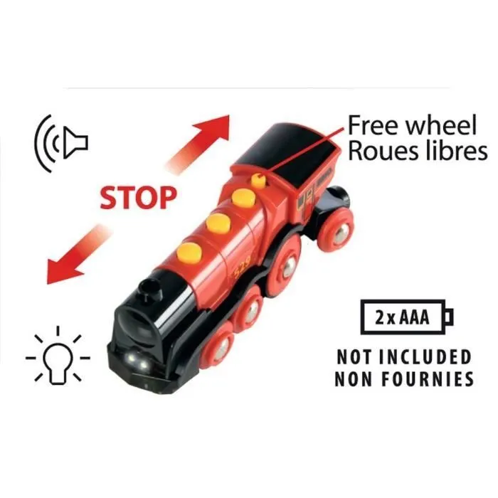 Locomotive Rouge Puissante à piles BRIO - Circuit de train en bois - Ravensburger - Dès 3 ans - 33592-2