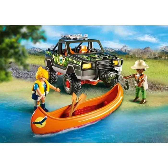 PLAYMOBIL - Pick-up des aventuriers - Wild Life - 2 personnages - Canoë flottant - A partir de 4 ans-4