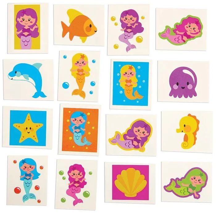 Jeu de tatouage Baker ross - FX794 - Tatouages de sirene - paquet de 80, pour remplir les sacs de fete des enfants-0