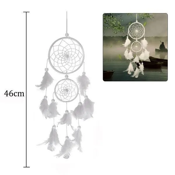 Attrape-rêve - Non spécifié - Modèle Plumes Blanches - Hauteur 46 cm - Décoration intérieure - Capteur de rêves-2