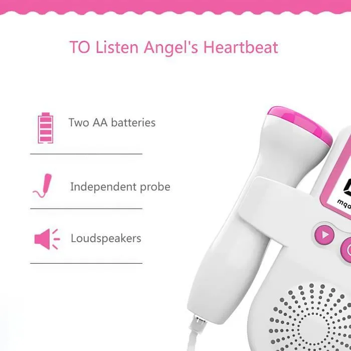 Moniteur de fréquence cardiaque fœtal - Joulli - Doppler - Rose - Compact - Haute performance-1