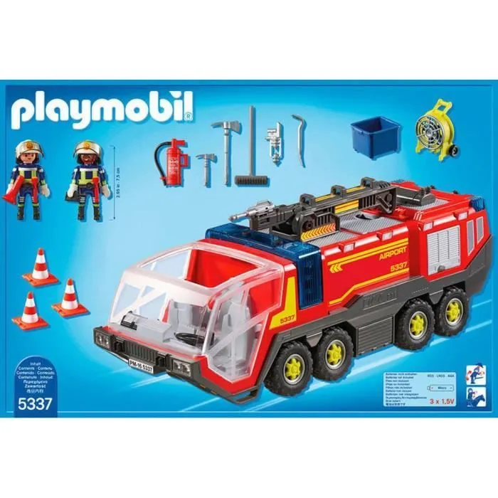 PLAYMOBIL - City Action - Pompiers avec véhicule aéroportuaire - 86 pièces - Mixte - A partir de 4 ans-1