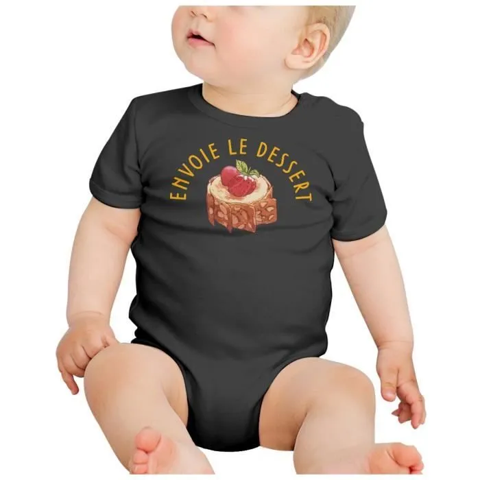 Body Bébé Manche Courte Noir Envoie Le Déssert Patisserie Dessin-1
