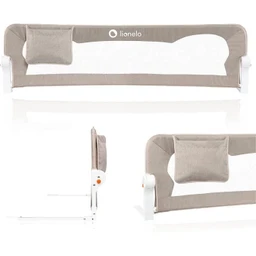 LIONELO Barrière de lit bébé Eva protection anti-chute 150cm filet aéré pliable - Beige-0