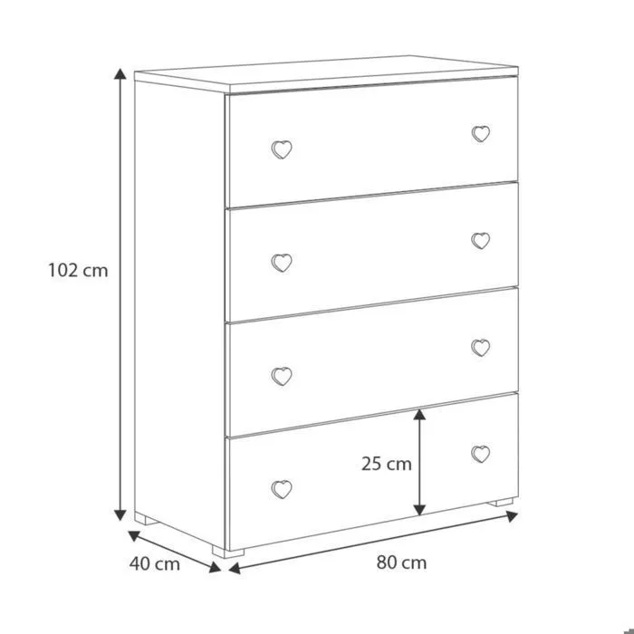 Commode pour enfant Emily - Blanc - 4 tiroirs - poignées grises-3