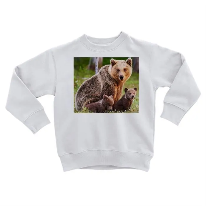 Sweatshirt Enfant Famille d'Ours Ourson Maman Ours Photo Animaux Sauvages-0