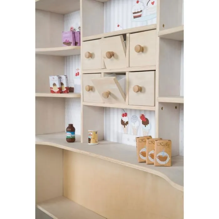 ROBA Marchande en Bois Café & Shop - Jouet d'Imitation - Naturel - À Partir de 3 Ans-3