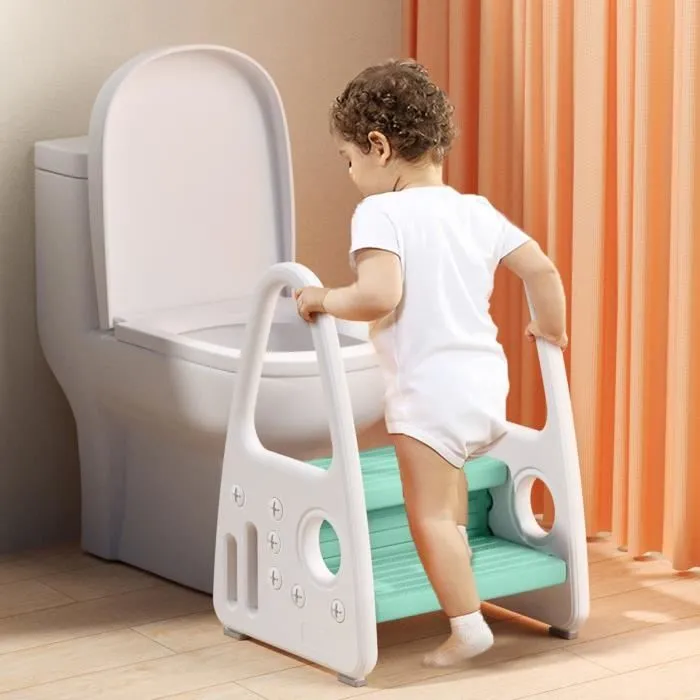 Marchepieds d'Enfant Escabeau avec Accoudoirs de Sécurité XMTECH - Vert - Pour Salle de Bains-Toilette-2