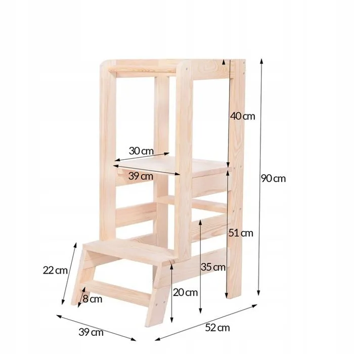 SPRINGOS® Montessori Tour d'apprentissage et observation pour enfants, Kitchen Helper, Made in EU - Bois Naturel-1