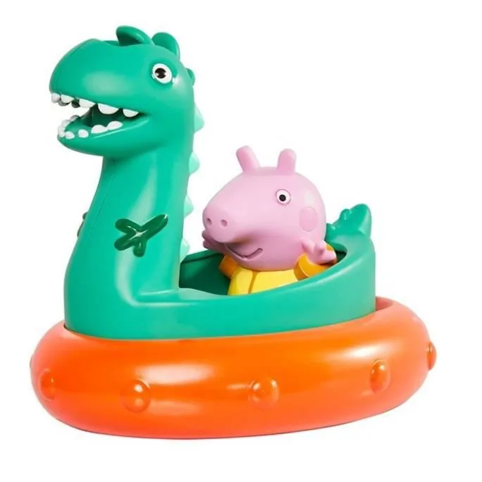 Jouet de bain Peppa Pig Tomy - Licorne et Dinosaure - Vert et Orange - 12 cm-0