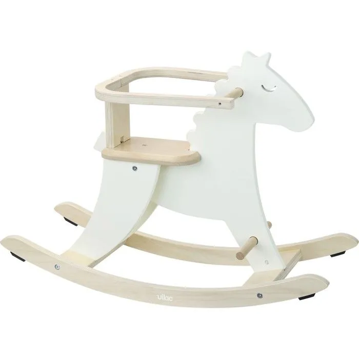 lot Hudada cheval à bascule ivoire + arceau - Vilac - Jeux et jouets-0