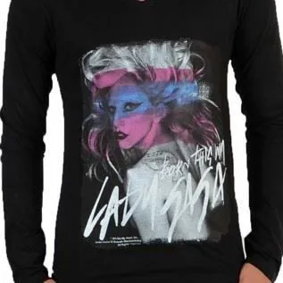 Tee Shirt Little Eleven Paris Gaga LS Mixte Garçon   Fille  Lady Gaga Noir - Noir-2
