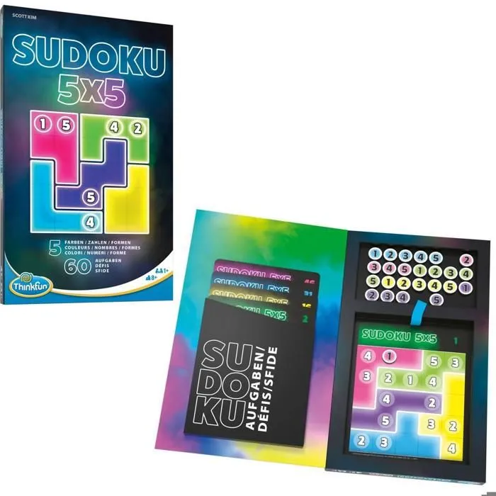 Jeu de société - ThinkFun - Sudoku 5X5 - 60 défis - 25 jetons magnétiques - À partir de 8 ans-3