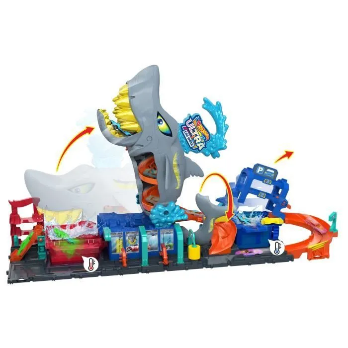 Hot Wheels City-Station de Lavage Requin-Coffret voiture Color Reveal HTN82-8