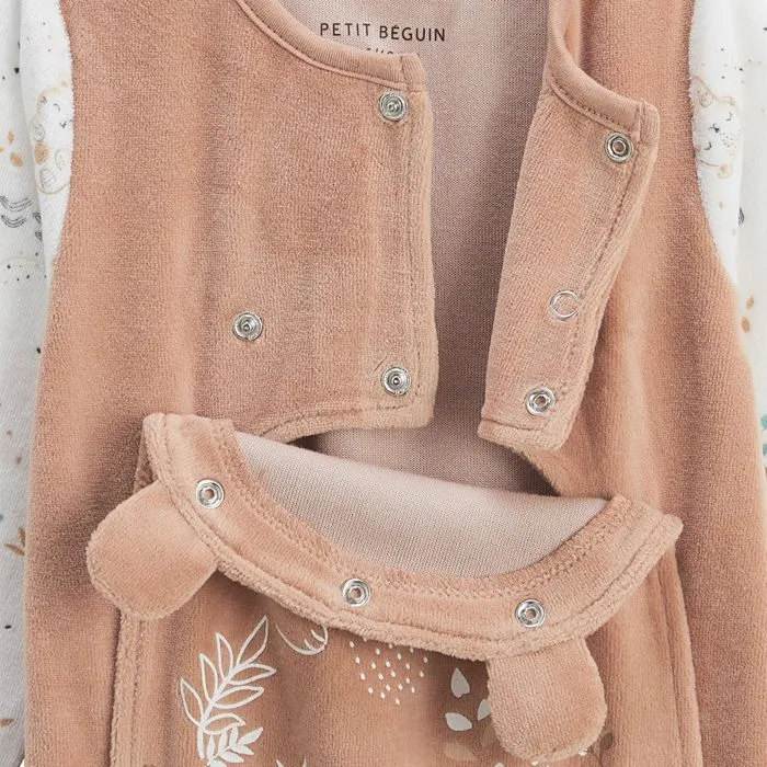 Pyjama bébé - Mini Loutre - Velours - Ouverture pont - Beige - Mixte-3