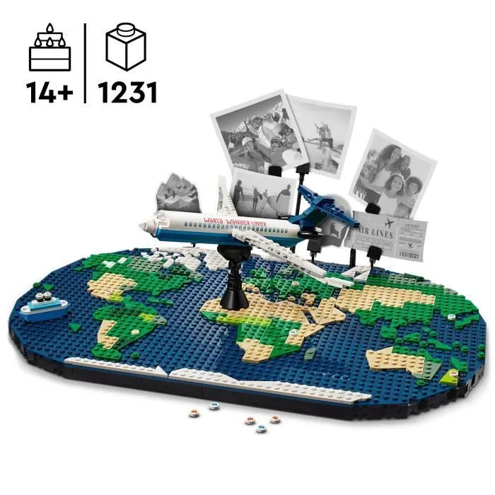LEGO® Family 41838 Souvenirs de Voyages - Carte du Monde - Cadeau pour les Voyageurs-1