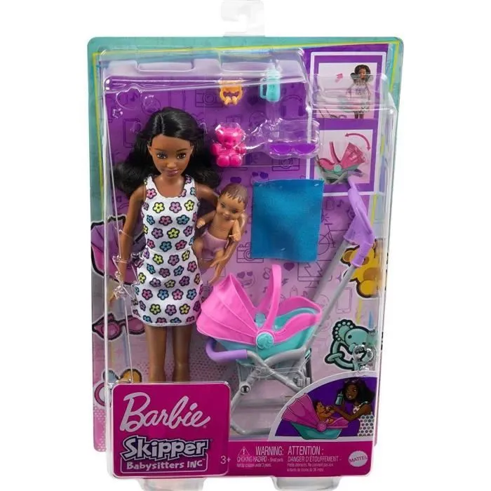 Set Barbie babysitter doll Skipper stroller-3