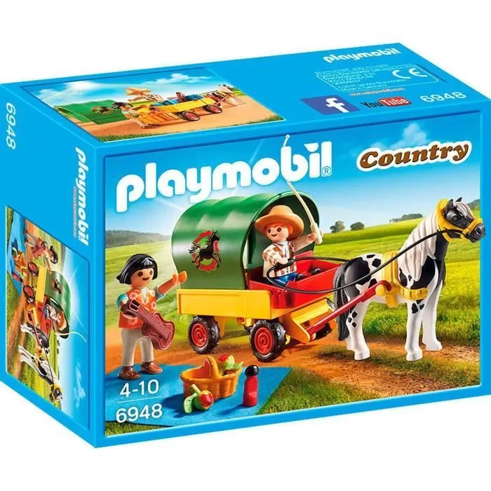 PLAYMOBIL - Country - Enfants avec Chariot et Poney - Mixte - A partir de 4 ans-0