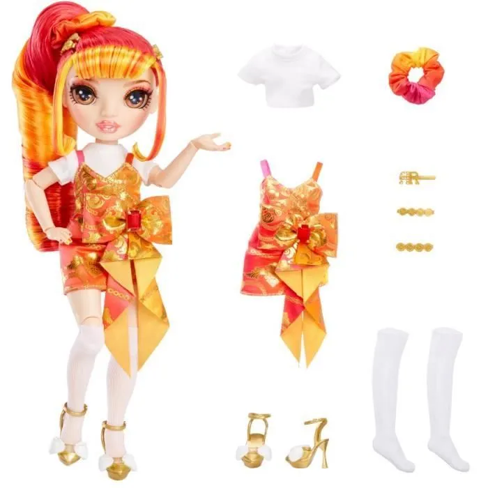 Rainbow High Junior High S3 - Poupée Mannequin Arc-en-Ciel 22cm - Laurel Devious (Orange)-0