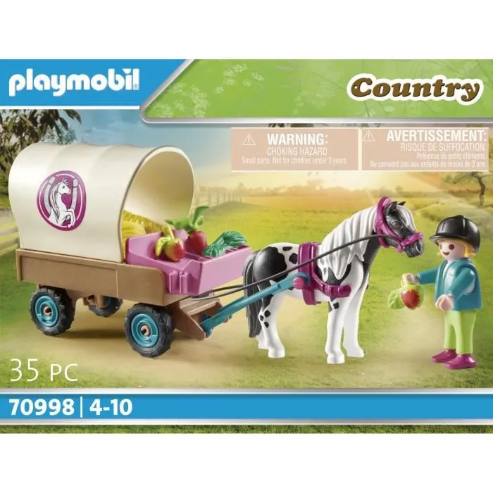 PLAYMOBIL - 70998 - Carriole avec enfant et poney - Jouet en plastique pour enfant de 4 ans et plus-4
