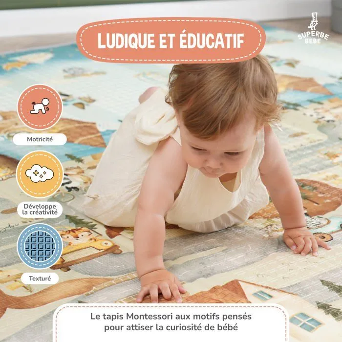 Tapis de Jeu en mousse, épais et pliable pour enfants - 180 x 150 x 1 cm - PTEROGLYPHE | SUPERBE BEBE-5