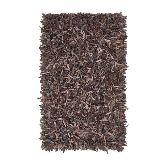Tapis Shaggy Cuir Dallas Chocolat 90 x 150 cm-1
