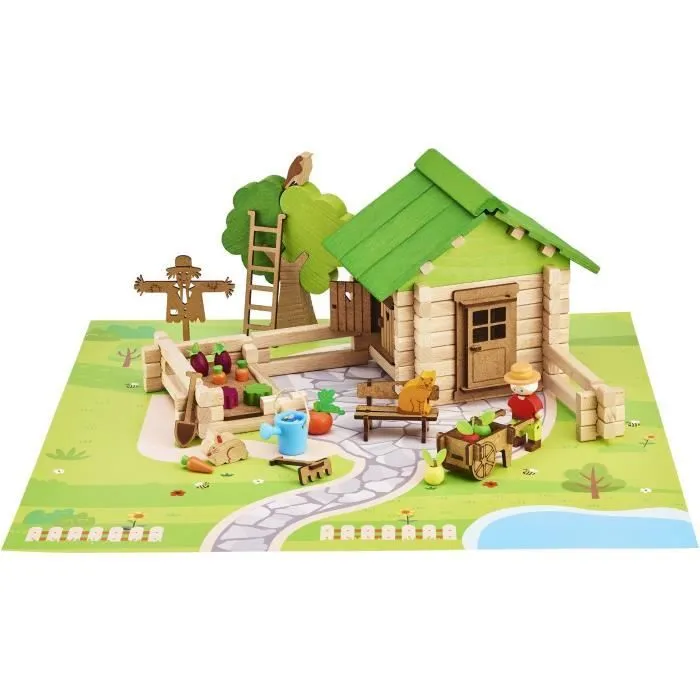 Jeu de Construction Maison et Jardin - JEUJURA - Bois Naturel - 135 Pièces-1