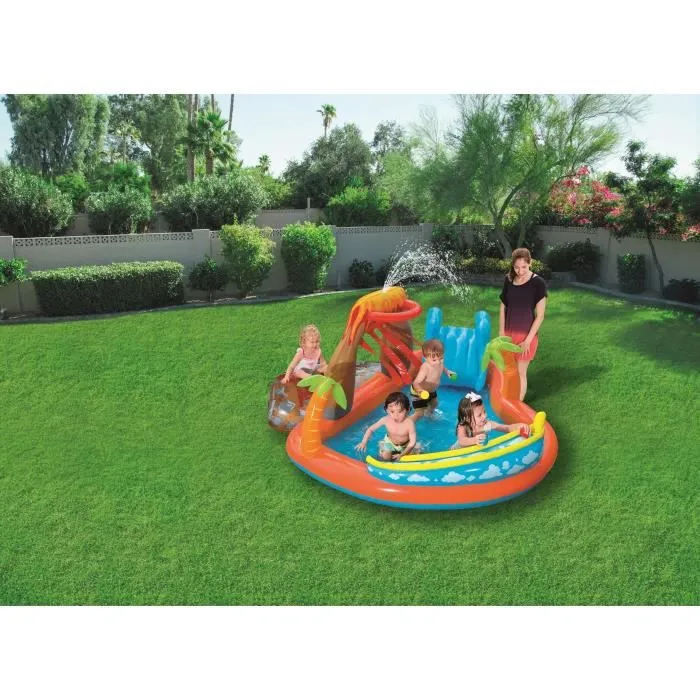 Aire de jeux aquatiques - BESTWAY - Lagoon - Toboggan, coussin et jet d'eau - 265x265x104 cm-1