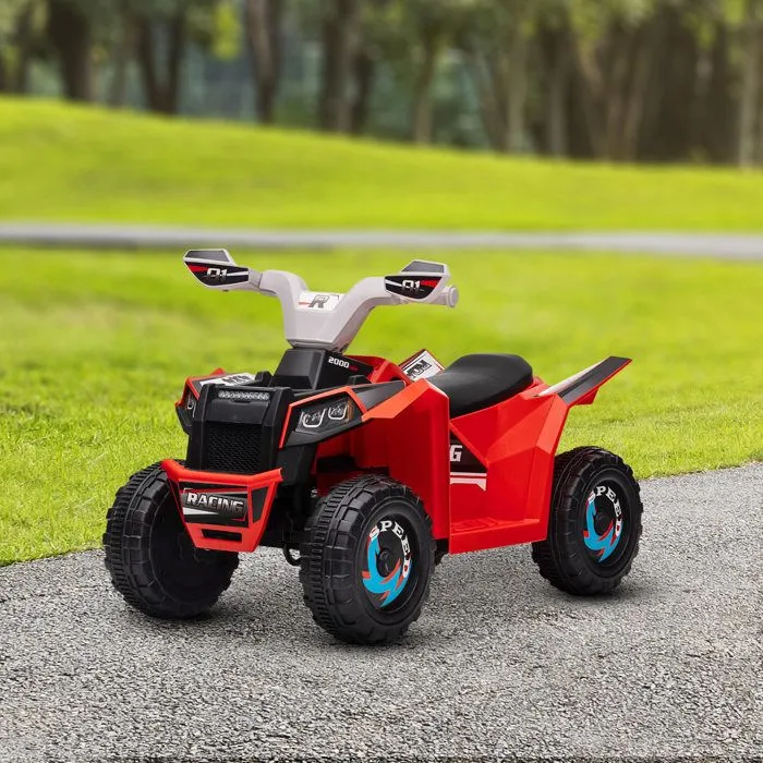 Quad électrique HOMCOM pour enfants véhicule à batterie 6V avec marche avant et arrière 70L x 41,5l x 48,5H cm Rouge-2