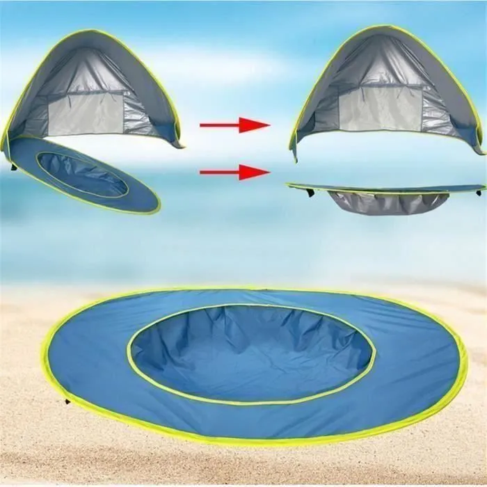 ss-33-Tente Abri de Plage Anti-UV UPF 50+ Bébé Piscine Jeux d'eau Détachable Fond Etanche Camping Voyage S01D11-2