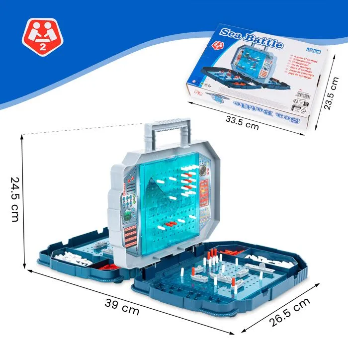 Jeu de stratégie BANKSHELL – Bataille navale en valise pour 2 joueurs avec bateaux et marqueurs – compact et malin-4