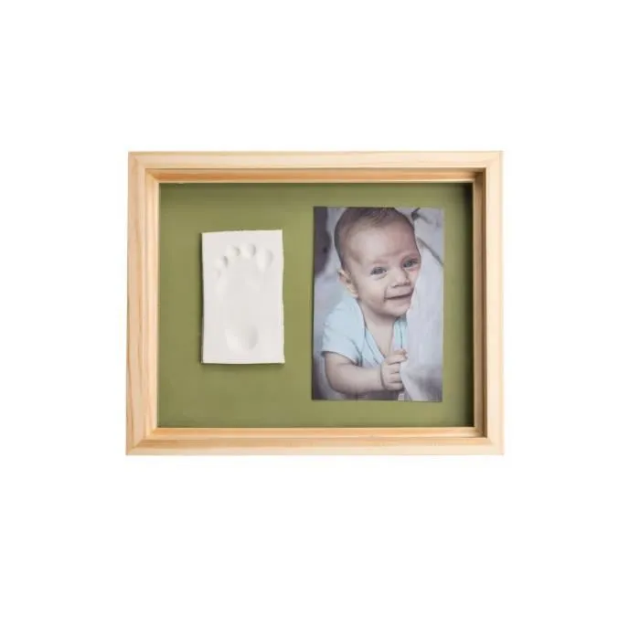 Baby Art Pure Frame - Kit Cadre avec Pâte à Modeler et Cadre Bois Pin Naturel, Rouleau, Panneau Arrière Réversible (Vert/Orange)-6
