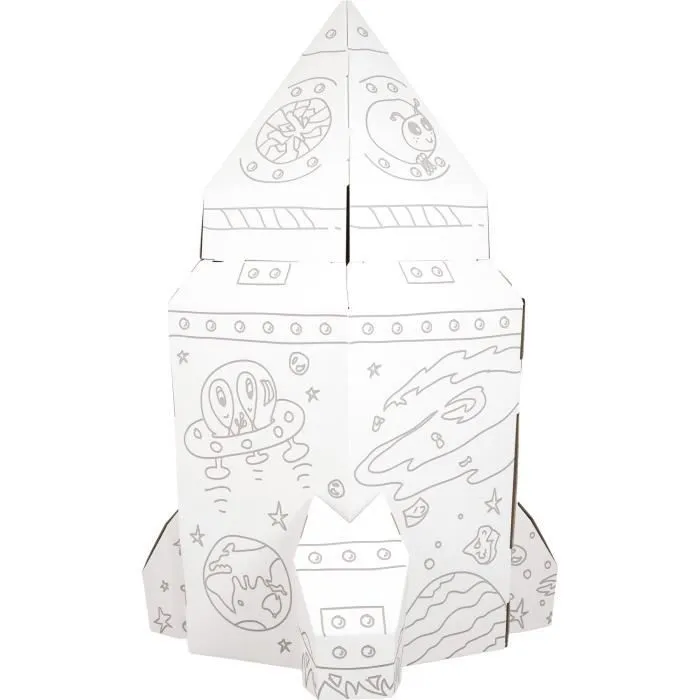 Maison de jeu à colorier en carton "Fusée"-1