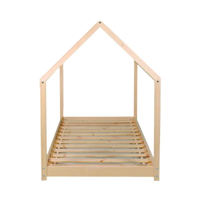 Lit cabane - WEBER INDUSTRIES - Panda - Barrière de lit amovible - Sommier inclus - Bois massif-3