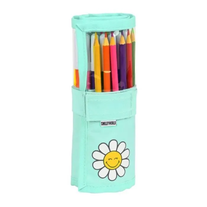 Trousse Scolaire - Smiley - Summer Fun - Turquoise - 27 Pièces - Polyester 300D-0