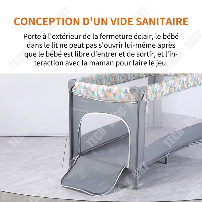 TD Lit Parapluie 125cmx65cmx72cm lit voyage léger sommier pliant lit parapluie compact 15 kg lit parapluie avec matelas lit pliable-3