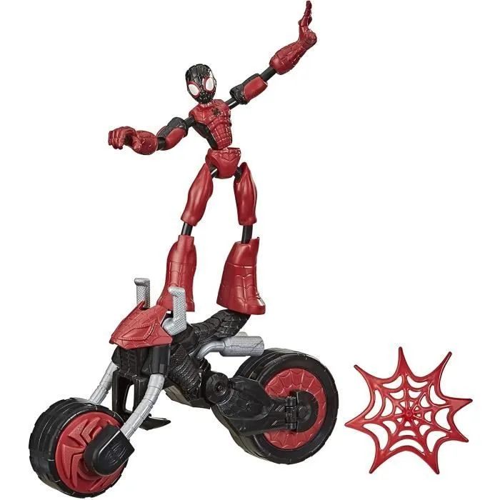 Figurine articulée Spider-Man Bend and Flex avec moto 2 en 1 - MARVEL-0