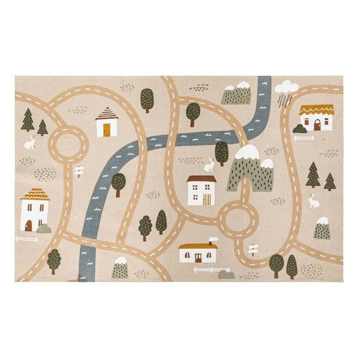 Tapis enfant route Niels Jute 100x150cm - Atmosphera createur d'interieur - Multicolore-0