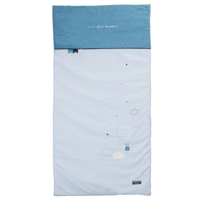 Edredon lit bébé en coton bleu-0
