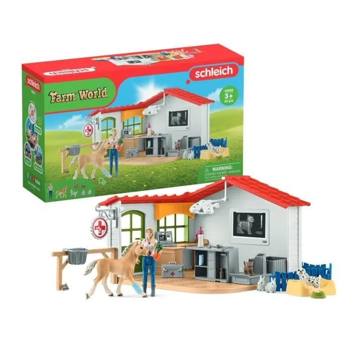 Cabinet vétérinaire avec animaux, coffret de 43 pièces avec figurine vétérinaire, animaux et accessoires, jouets animaux de la-0