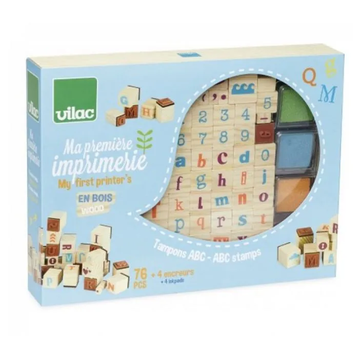 Coffret tampons VILAC : Ma première imprimerie - Jouet éducatif pour enfant de 4 ans-1